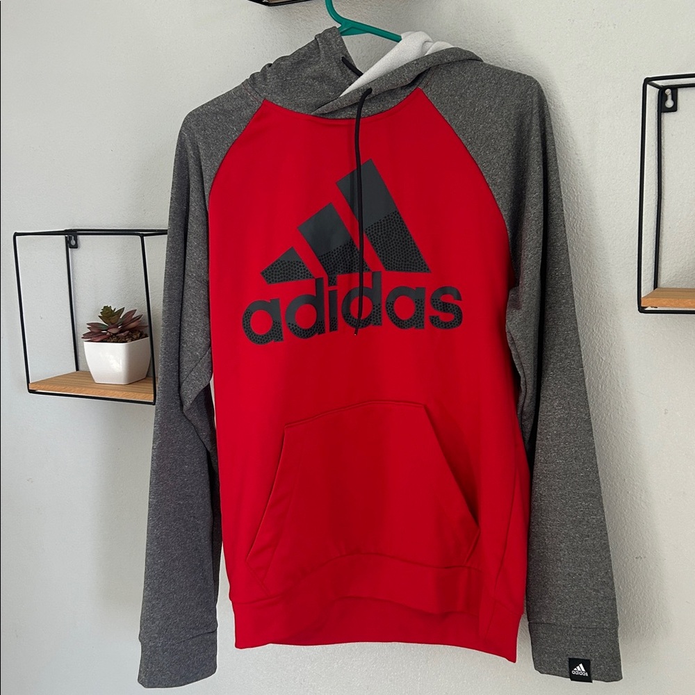 Adidas Bold Red and Gray Hoodie